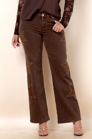 MG-1009<br/>Jennie Low Waist Star Print Detail Pants